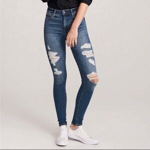 ABERCROMBIE & FITCH Simone High Rise Super Skinny Distressed Jeans